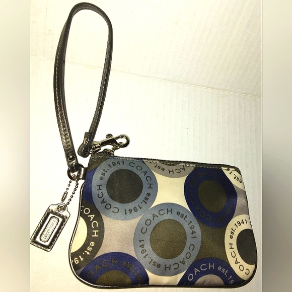 Brand New☆Rare COACH Soho Snaphead Small Sateen Wristlet ~Blue/Silver~ - Picture 10 of 14